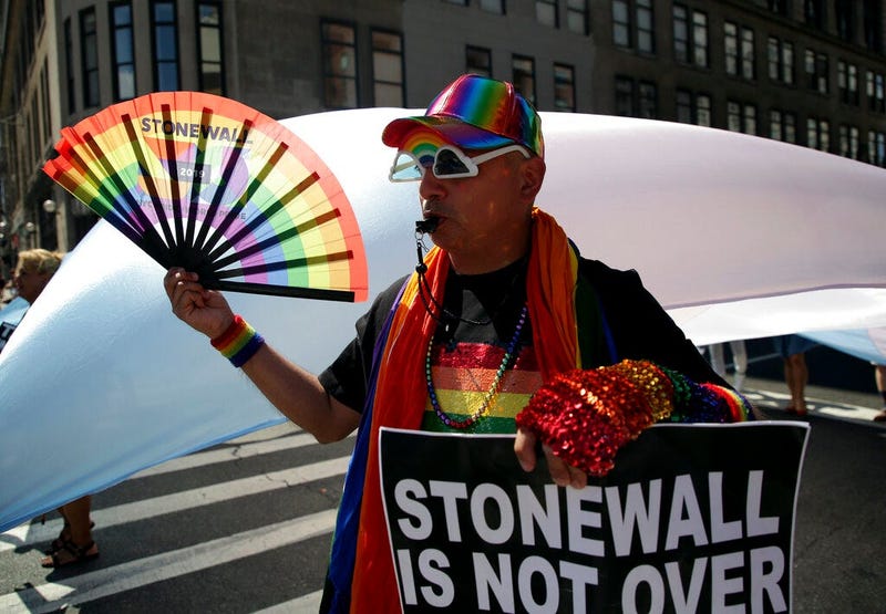 A participant marches in the Queer Liberation March in New York, Sunday, June 30, 2019