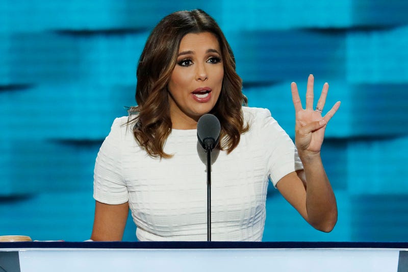 In this July 25, 2016, file photo, actress Eva Longoria speaks during the first day of the Democratic National Convention in Philadelphia.