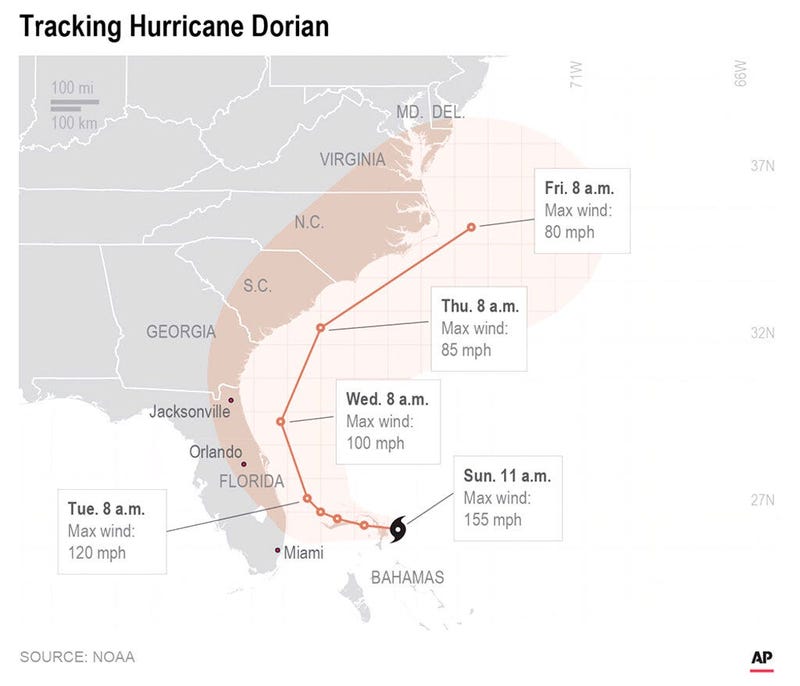 Hurricane Dorian intensified yet again Sunday as it closed in on the northern Bahamas, threatening to batter islands with Category 5-strength winds.;