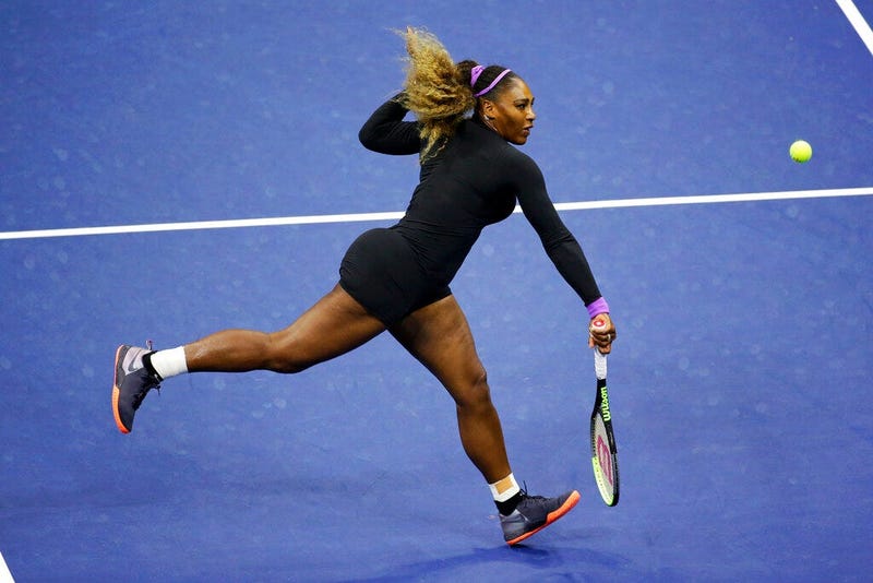 Serena Williams, of the United States, returns a shot to Elina Svitolina, of Ukraine, during the semifinals of the U.S. Open tennis championships Thursday, Sept. 5, 2019, in New York.