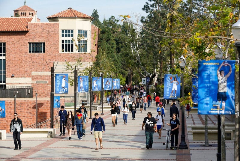 tudents walk on the University of California, Los Angeles campus.