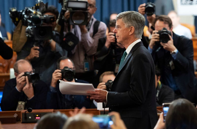 Top U.S. diplomat in Ukraine William Taylor arrives to testify before the House Intelligence Committee on Capitol Hill in Washington, Wednesday, Nov. 13, 2019.