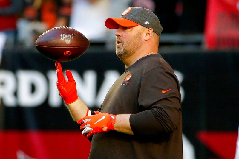 Cleveland Browns head coach Freddie Kitchens watches his team prior to an NFL football game against the Arizona Cardinals, Sunday, Dec. 15, 2019, in Glendale, Ariz.