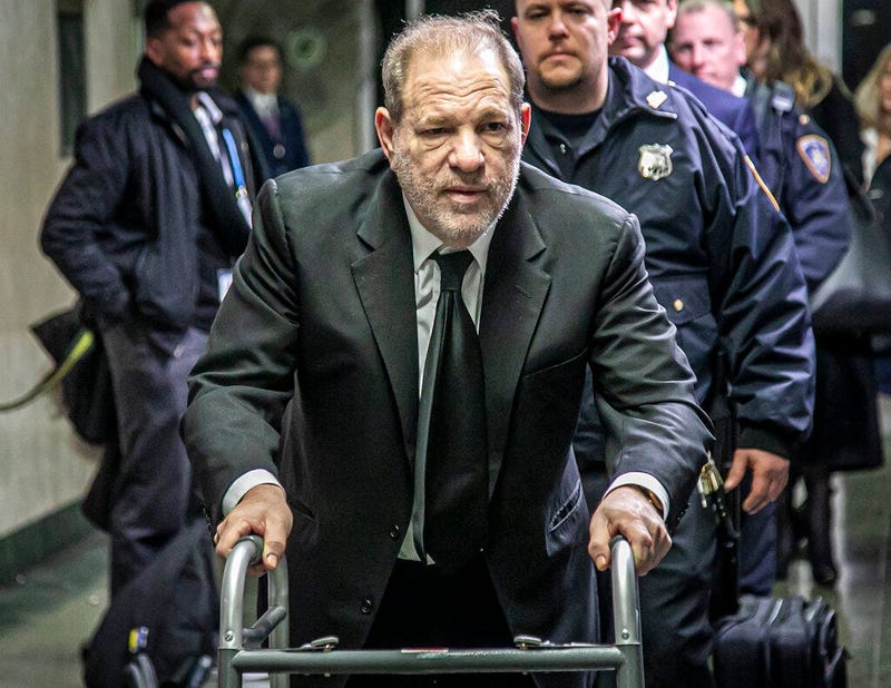 Harvey Weinstein leaves a Manhattan courthouse after a second day of jury selection for his trial on rape and sexual assault charges, Thursday, Jan. 16, 2020, in New York. 
