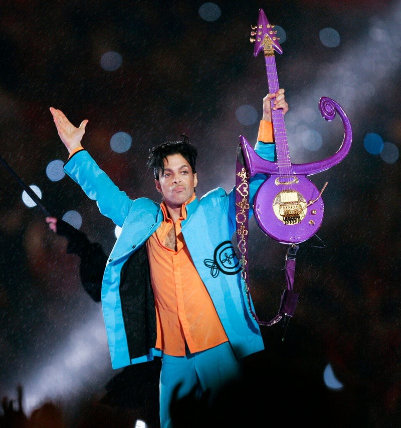 Prince performs during halftime of the Super Bowl XLI football game in Miami.