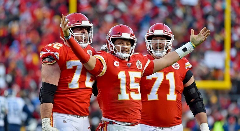 Dan Israel (Chiefs Radio Network) celebrates the Chiefs Super Bowl berth!!