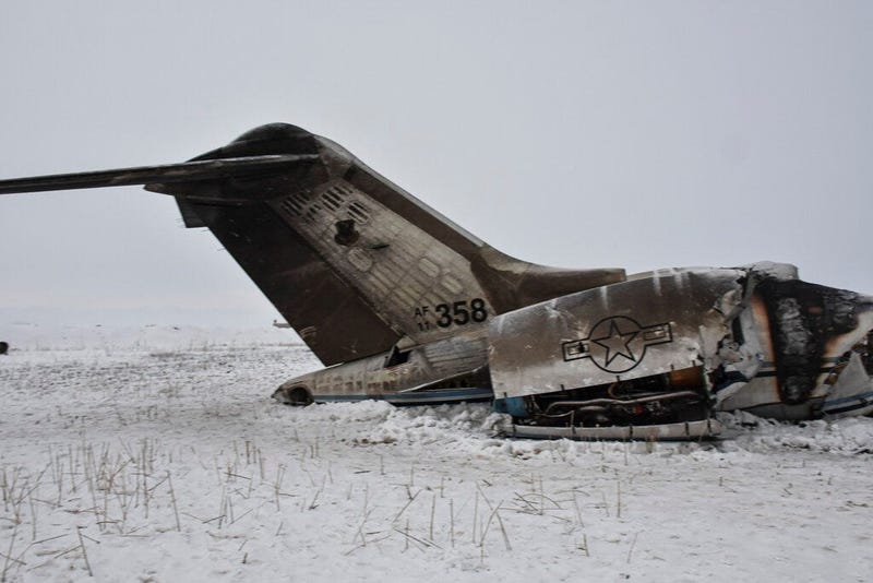A wreckage of a U.S. military aircraft that crashed in Ghazni province, Afghanistan, is seen Monday, Jan. 27, 2020