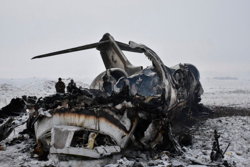 A wreckage of a U.S. military aircraft that crashed in Ghazni province, Afghanistan, is seen Monday, Jan. 27, 2020