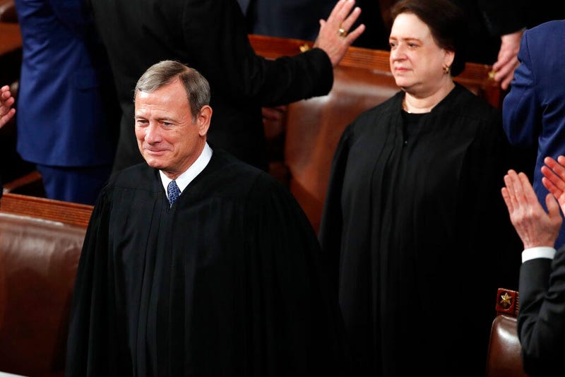 Chief Justice of the United States John Roberts and Supreme Court Associate Justice Elena Kagan arrive before President Donald Trump delivers his State of the Union address to a joint session of Congress on Capitol Hill in Washington, Tuesday, Feb. 4, 202