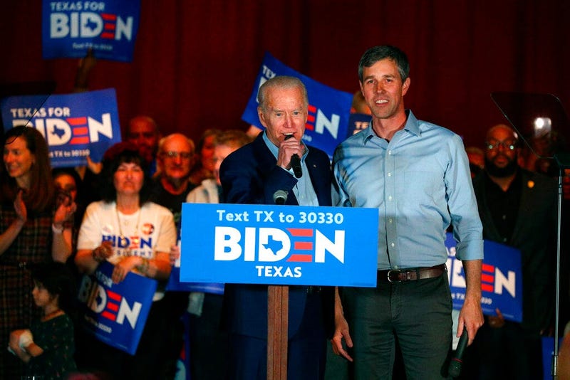 Democratic presidential candidate former Vice President Joe Biden speaks after former Texas Rep. Beto O'Rourke endorsed him at a campaign rally Monday, March 2, 2020 in Dallas.