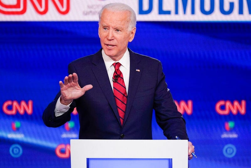 Former Vice President Joe Biden, participates in a Democratic presidential primary debate at CNN Studios in Washington, Sunday, March 15, 2020.