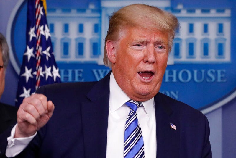 President Donald Trump speaks about the coronavirus in the James Brady Briefing Room, Monday, March 23, 2020, in Washington.