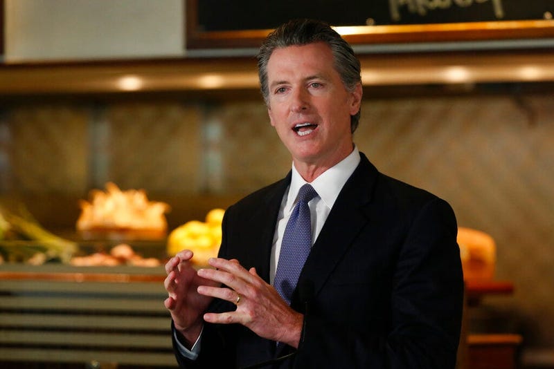 Gov. Gavin Newsom announces new criteria related to coronavirus hospitalizations and testing that could allow counties to open faster than the state, during a news conference at Mustards Grill in Napa, Calif., Monday May 18, 2020. Newsom says the new crit