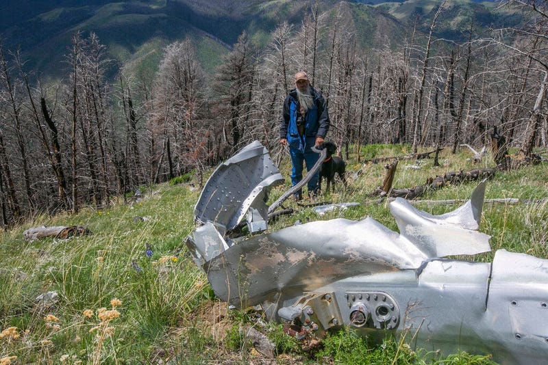 This June 2016, file photo shows wreckage from a U.S. Air Force that bomber crashed on Emigrant Peak