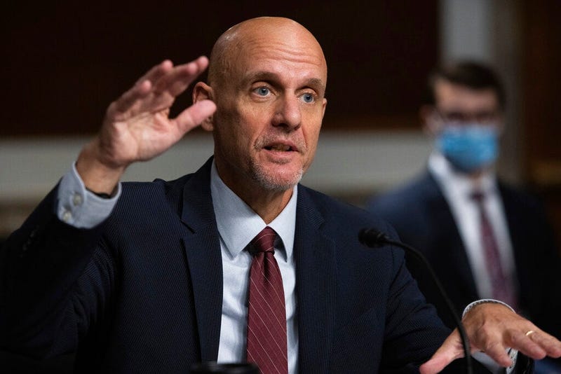 In this Sept. 23, 2020, file photo, Dr. Stephen Hahn, commissioner of the U.S. Food and Drug Administration, testifies. (Graeme Jennings/Pool via AP, File)