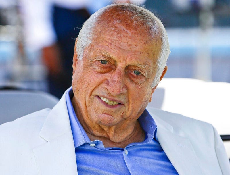 FILE - In this April 11, 2018, file photo, former Los Angeles Dodgers manager Tommy Lasorda attends a news conference in Los Angeles.