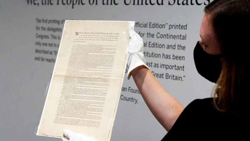 U.S. Constitution copy to visit Dallas before being auctioned by Sotheby's