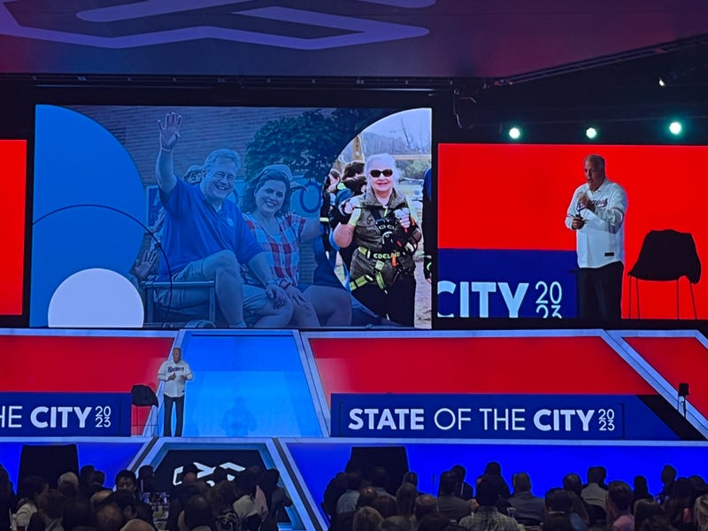 Arlington Mayor Jim Ross delivers his state of the city address on Wednesday, Oct. 25, 2023 in Arlington, Texas.