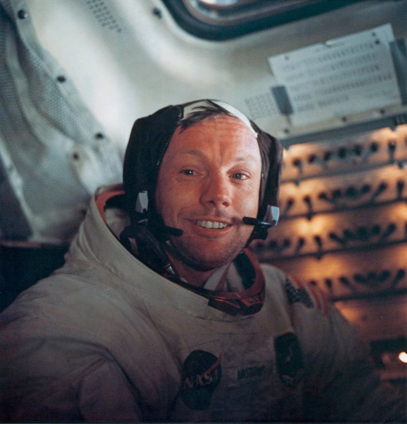Astronaut Neil Armstrong,inside the 'Eagle' on the surface of the Moon.