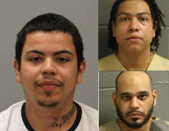 Joel Llanes (L), Israel Ruiz (Bottom) and Louis Ramirez (Top) were arrested Monday on charges related to an armed home invasion robbery in New Jersey last week.
