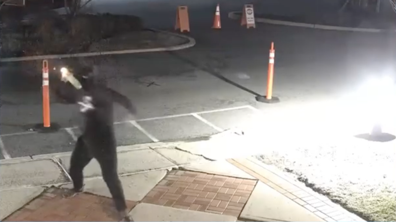 Authorities are looking for a man who threw a Molotov cocktail at the front door of a synagogue in Essex County, New Jersey, on Jan. 29, 2023.