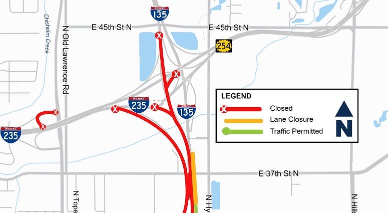 KDOT construction requires full closure on I-135 in Wichita this weekend