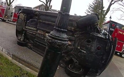 rolled over car