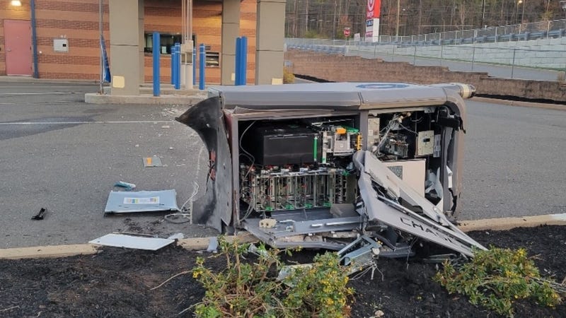 South Brunswick Police are searching for the thieves who yanked an ATM from a Chase Bank and stole thousands of dollars.