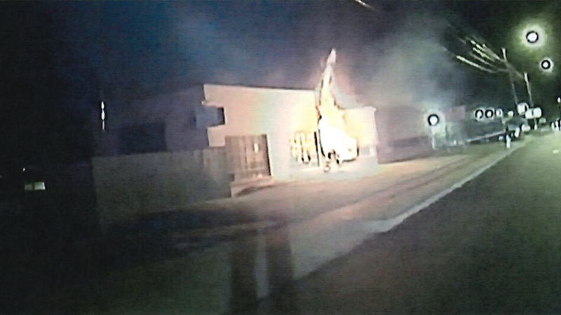 A police body-worn camera captured the scene of the Dec. 29, 2023, fire at JG Transmissions.