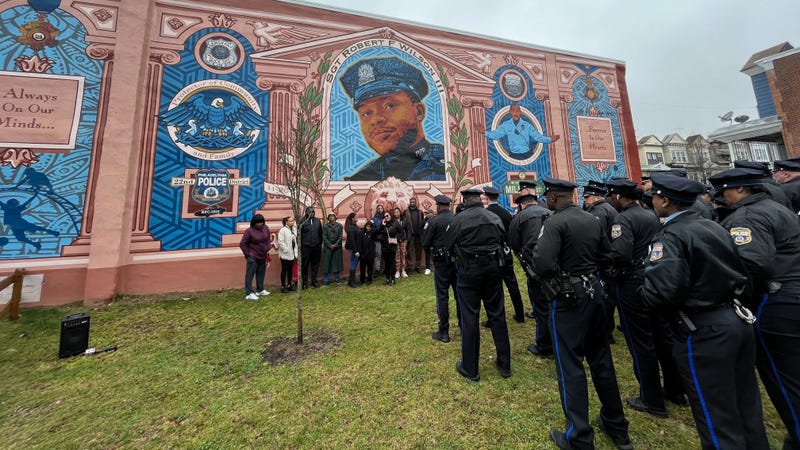 Family and police colleagues remembered Sgt. Robert Wilson III in a ceremony in West Philadelphia.