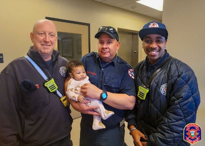 Officials with the Paterson Fire Department saved the life of a choking 4-month-old girl on Tuesday morning.