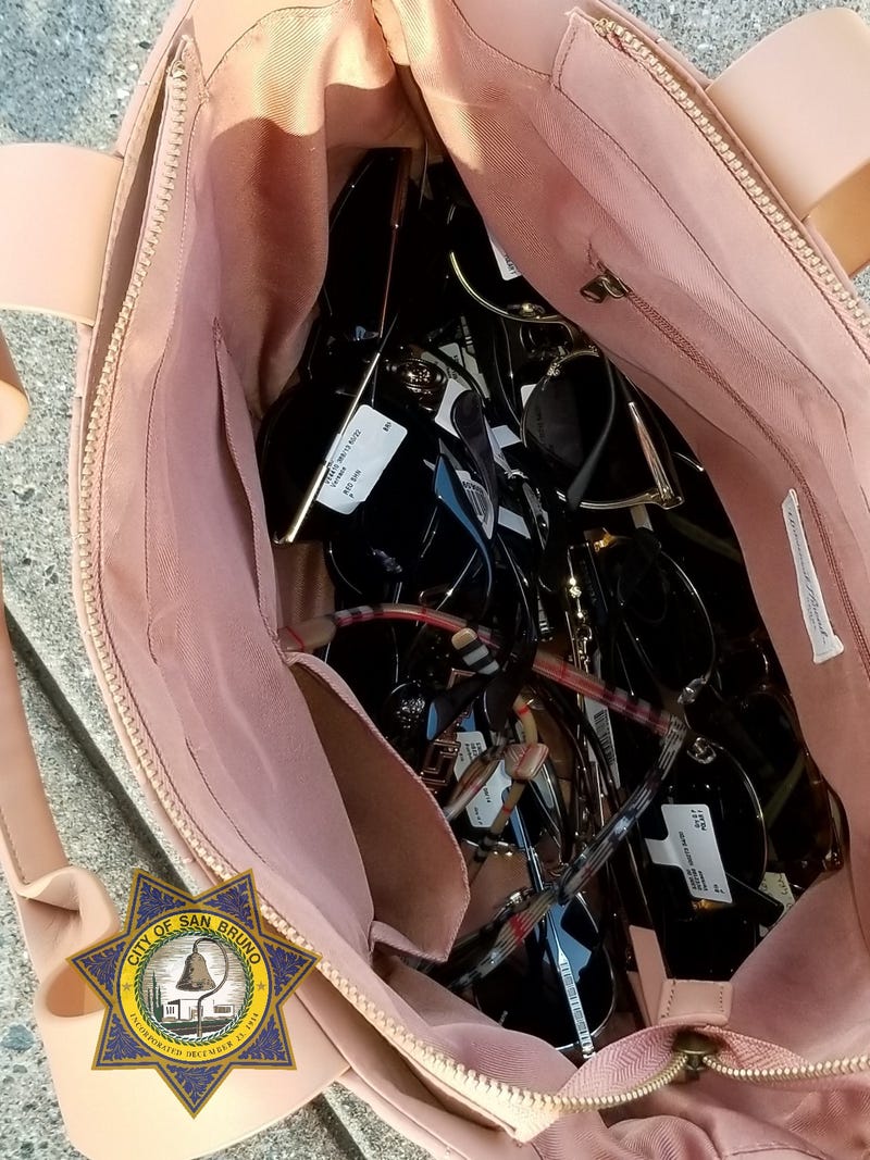 Some of the high-end sunglasses taken from the store in this incident.