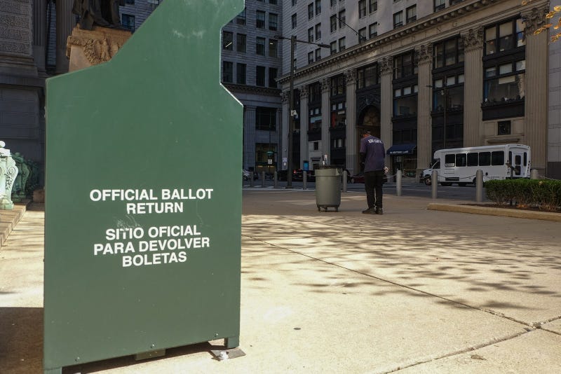 A mail-in ballot drop-off box in Philadelphia 