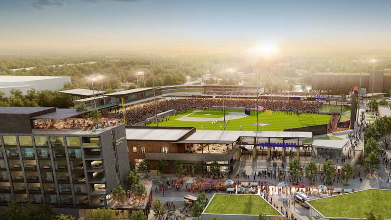 Illustration of development plan near Wichita's Riverfront Stadium