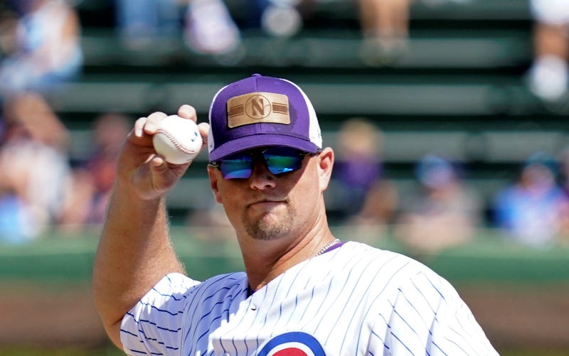 Jim Foster throwing out first pitch at Cubs game, file image