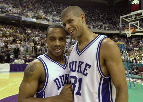 Jay Williams and Shane Battier of Duke in 2001.