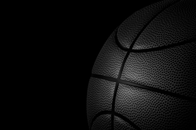 Closeup detail of basketball ball texture background