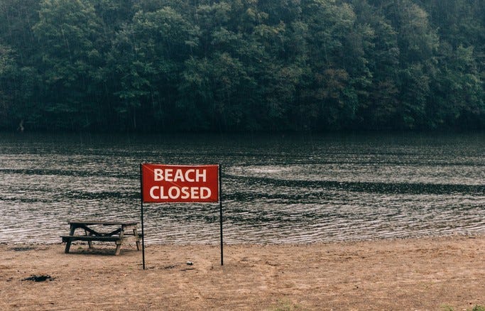 beach closed sign