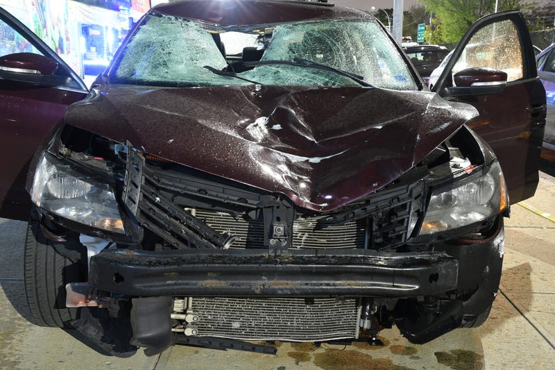 Beauvais' totaled Passat after the crash in April 2021
