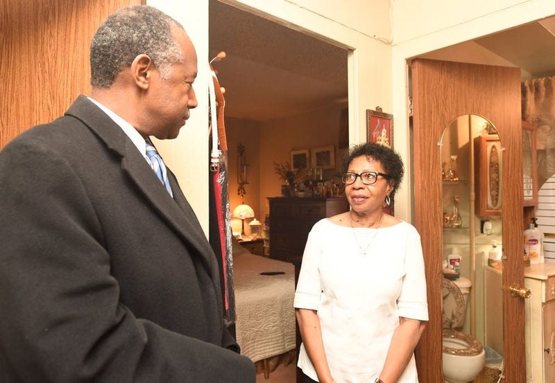 HUD Secretary Ben Carson tours NYCHA buildings for the first time.