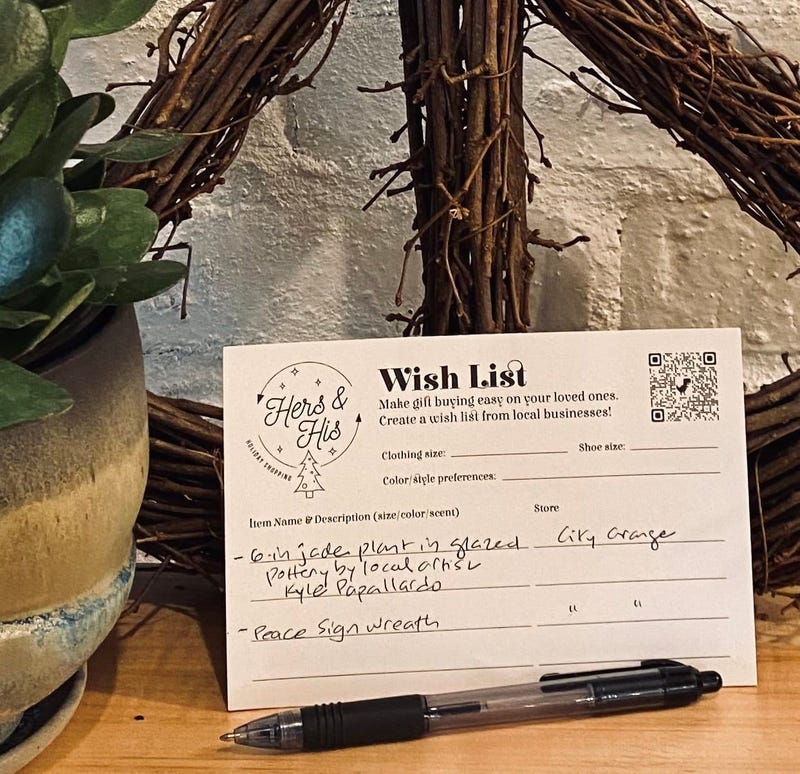 Women are encouraged to visit the stores, do a little shopping and fill out their own wishlist card, which they’ll later give to the guys in their lives.