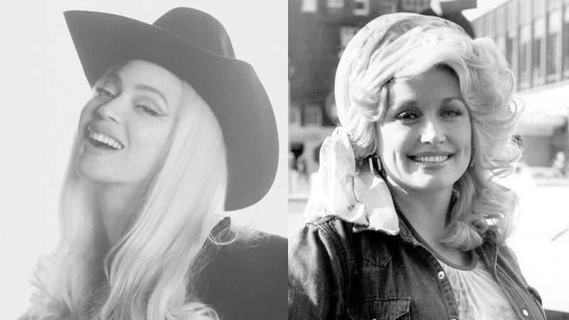 Beyoncé Cowboy Carter press image and Dolly Parton
