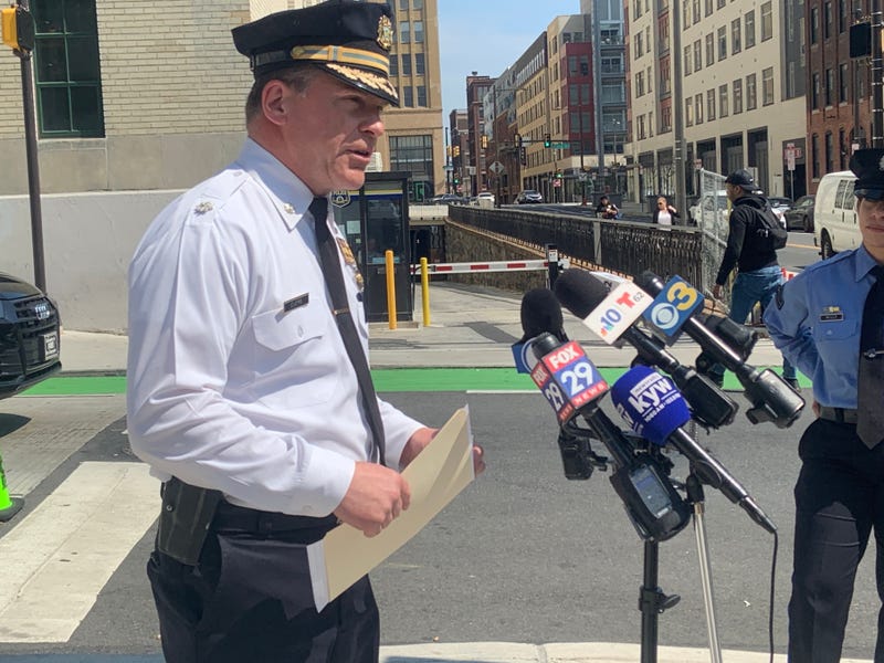 Philadelphia Police Inspector Raymond Evers delivered a briefing at Police Department headquarters on Thursday afternoon.