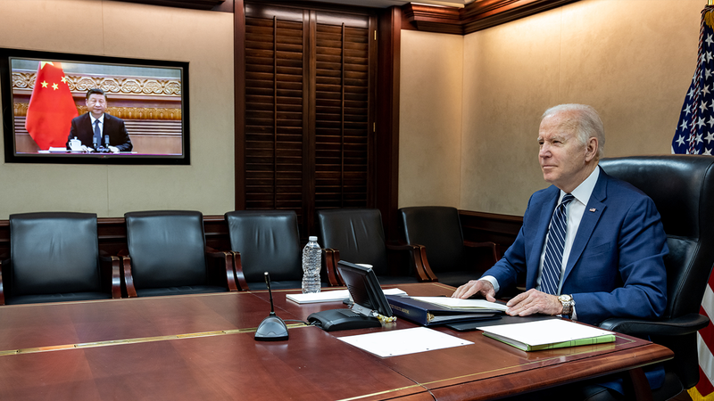 President Biden speaking with President Xi Jinping of the People’s Republic of China on March 18, 2022 about Russia’s unprovoked invasion of Ukraine.
