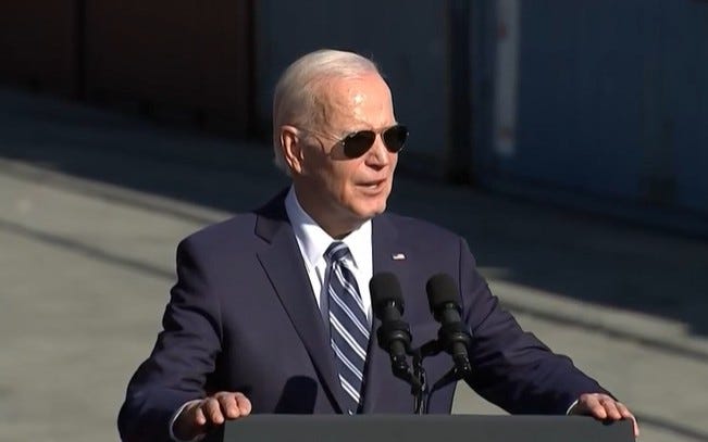 President Joe Biden visits the Tioga Marine Terminal in Port Richmond, Philadelphia on Oct. 13, 2023.