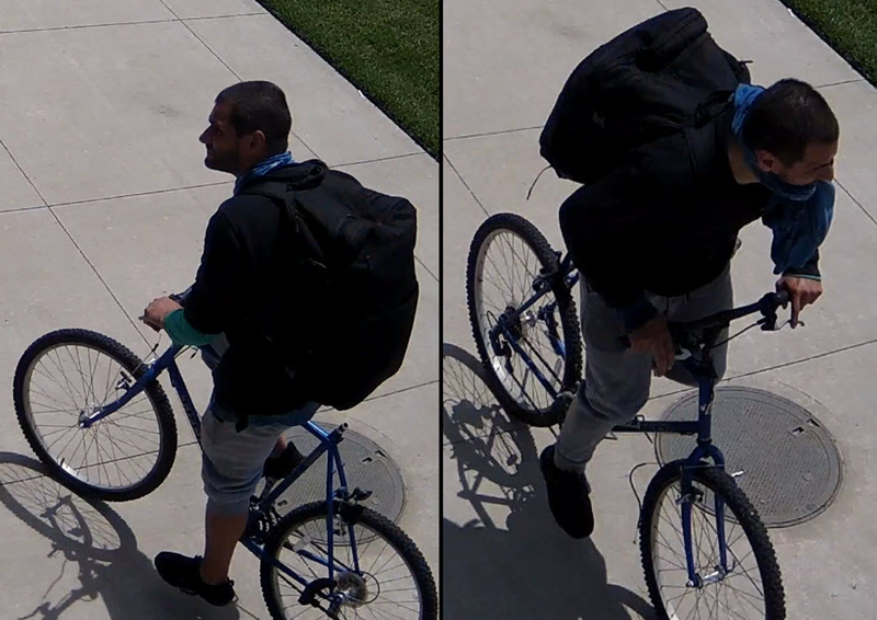 Police photos show the suspect on a bicycle around the time of Sunday's attack in North Bellmore