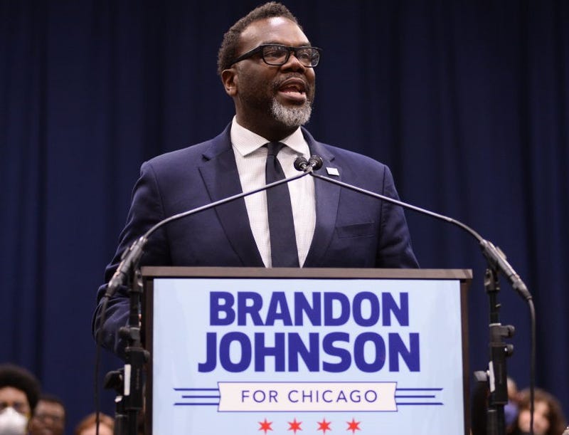 Brandon Johnson at campaign event