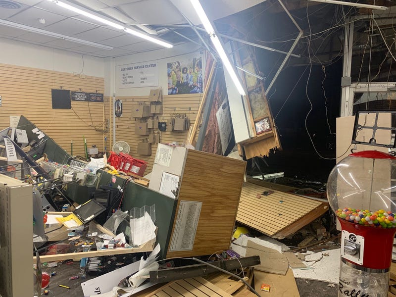 Damage inside Black Rock Pharmacy after night of violence