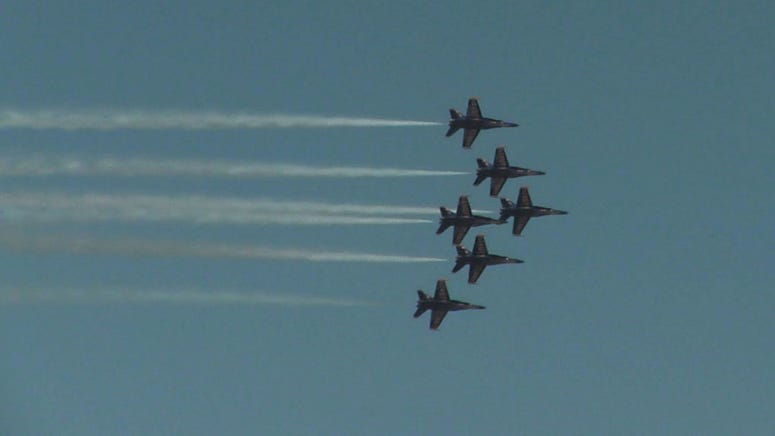 Blue Angel Flyover Detroit America Strong