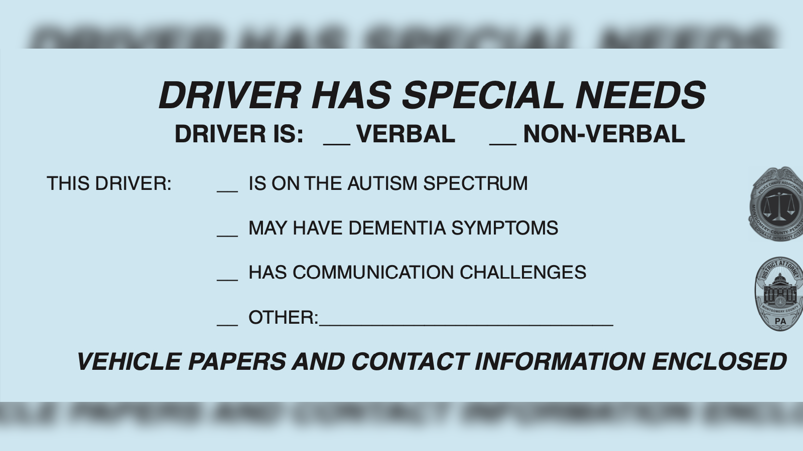 New initiative in Montgomery County to make traffic stops less stressful for those with disabilities